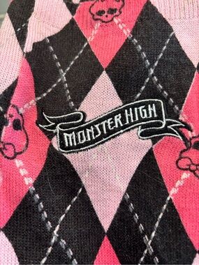 Monster High Argyle Logo Sweater Scarf - Pink & Black
